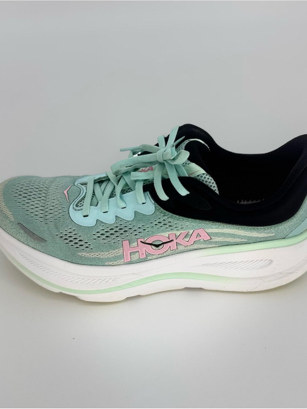 Hoka Women's Mint Green and Pink Running Shoes Size 11 - Picture 3 of 8